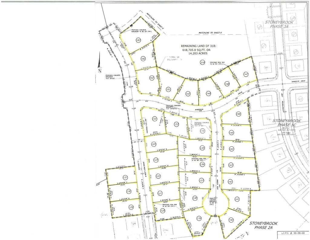 StoneyBrook Phase 2B Lot Plan